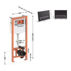 Набор инсталляция 4 в 1 Q-tap Nest ST с линейной панелью смыва QT0133M425M08V1091MB