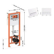 Набор инсталляция 4 в 1 Q-tap Nest ST с линейной панелью смыва QT0133M425M08V1384W