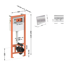 Набор инсталляция 4 в 1 Q-tap Nest ST с круглой панелью смыва QT0133M425M11112CRM