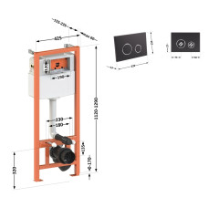 Набор инсталляция 4 в 1 Q-tap Nest ST с круглой панелью смыва QT0133M425M11V1146MB